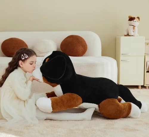 Miniatura 6 de IKASA - Perro de montaña bernese gigante de peluche, juguetes suaves grandes y jumbo, peluche esponjoso grande de 30" de tamaño enorme y lindo