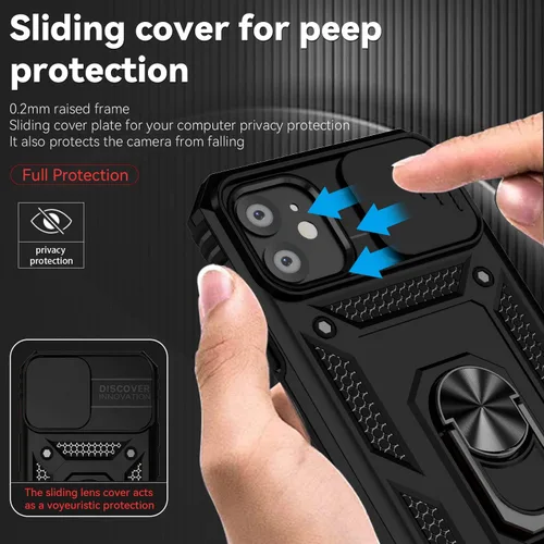 Miniatura 3 de Funda para iPhone 11 de 6.1 pulgadas, con protectores de pantalla y funda para cámara, [grado militar] de 16 pies. Funda a prueba de caídas con Negro