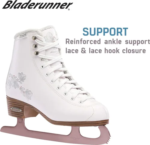 Miniatura 3 de Rollerblade Bladerunner Ice Diva - Patines artísticos para mujer, color blanco y oro rosa, patines de hielo