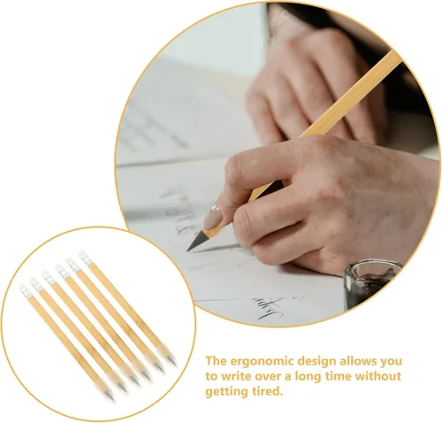Miniatura 4 de Tofficu Forever Pencil - Lápiz creativo, 6 lápices de bambú borrables, lápiz de madera eterno, lápiz eterno, lápices sin tinta para escribir