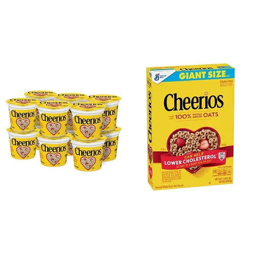 Original Cheerios Heart Healthy - Vaso de cereales (paquete de 12) y cereal saludable Cheerios Heart, cereales sin gluten con avena integral, tamaño