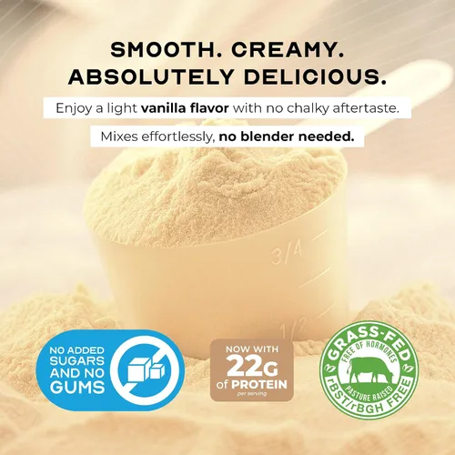 Miniatura 7 de Muscle Feast Polvo concentrado de proteína de suero alimentado con hierba, todo natural sin hormonas pasto criado, vainilla, 2 libras