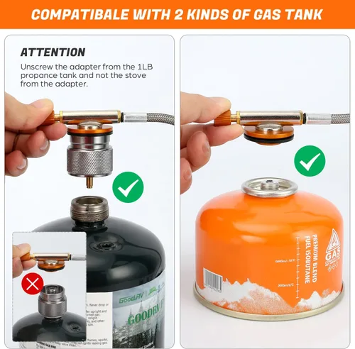 Miniatura 6 de Odoland Estufa de campamento a prueba de viento de 3500 W/6800 W con parabrisas, adaptador de recipiente de combustible, encendido piezoeléctrico
