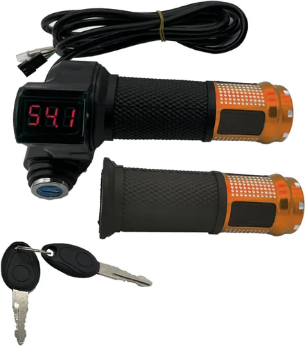 Miniatura 10 de 1 Par de Empuñaduras de Acelerador de Bicicleta Eléctrica, Manillar Giratorio Universal de Bicicleta Eléctrica Scooter con Pantalla LCD de Voltaje