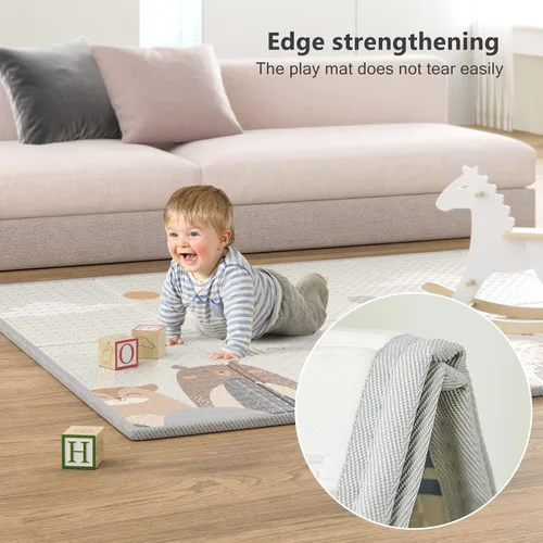 Miniatura 3 de UANLAUO Alfombra de juego plegable para bebés - 71 x 59 pulgadas, reversible para bebés a niños, antideslizante para interior y exterior