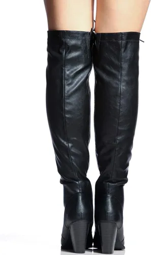 Miniatura 3 de Forever - Botas de equitación para mujer, tacón grueso, con cordones, botas arriba de la rodilla.