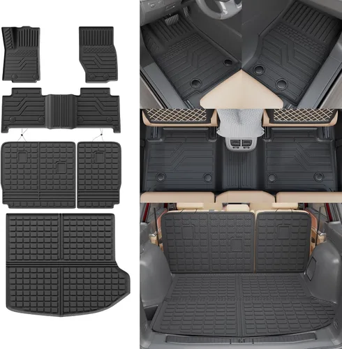 Miniatura 19 de Alfombrillas de Piso Compatibles con Ford Explorer 2020-2026 de 6 Asientos, Alfombrilla de Maletero, Forro de Carga TPE, Protector de Asiento