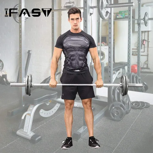 Miniatura 4 de SimpleL Barra de entrenamiento olímpico, barra súper rizada, 4.9 pies/7.2 pies con manga de cobre, barra multifuncional para gimnasio en casa
