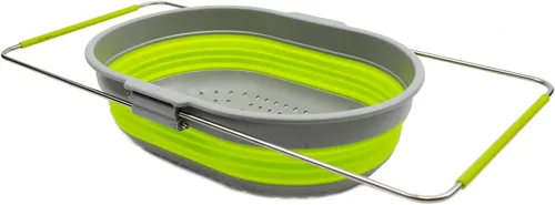 Miniatura 8 de SAMMART Colador rectangular extensible y plegable sobre el fregadero de 5L (1, gris oscuro/negro)