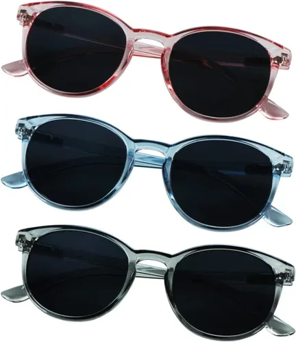 Miniatura 12 de YEIN 3 Pack Sunglasses for Men and Women, UV Protection Outdoor Glasses Vintage Square Full Frame Muse_clear azul+gris claro+champán