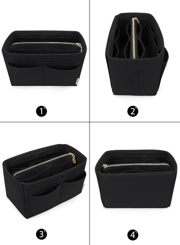 Miniatura 3 de LEXSION - Inserto organizador de fieltro para bolso de mano, con cremallera compatible con bolsos Speedy, Neverful, PM y MM