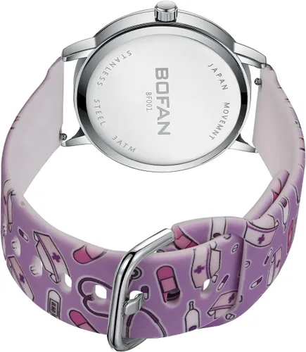 Miniatura 3 de BOFAN Reloj de enfermera para enfermera, profesionales médicos, estudiantes, médicos con esfera fácil de leer, segunda mano y 24 horas, banda