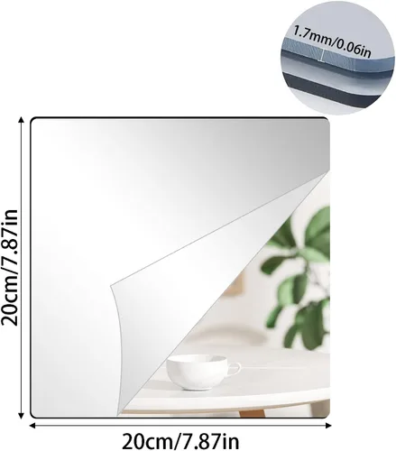 Miniatura 2 de 6 Piezas Azulejos de Espejo Acrílico, 8'' x 8'' x 0.07'' Hojas de Espejo para Decoración de Paredes, Calcomanías de Espejo Autoadhesivas, Bandejas