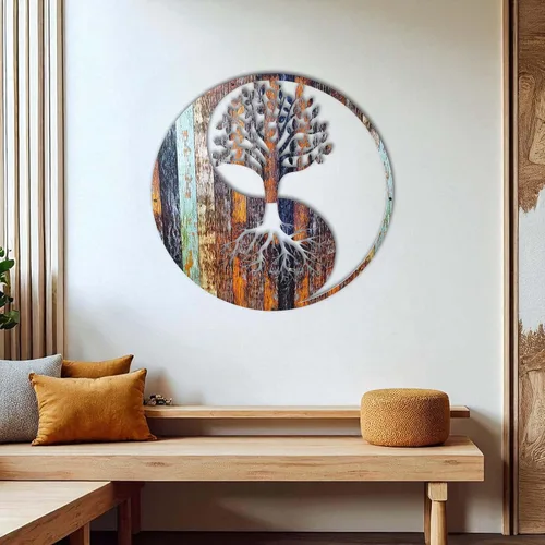 Miniatura 2 de Venodeco Yin Yang - Decoración de pared del árbol de la vida, uso en interiores y exteriores, acero cortado con láser de 0.079 in con diseño impreso