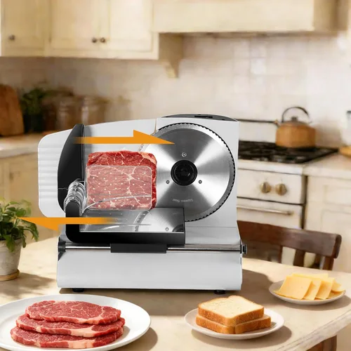 Miniatura 8 de SUPER DEAL Cortador Eléctrico Premium de Carne para Alimentos - Hoja de Acero Inoxidable de 7.5 Pulgadas para Cocina Hogar, Deli, Carne, Alimentos