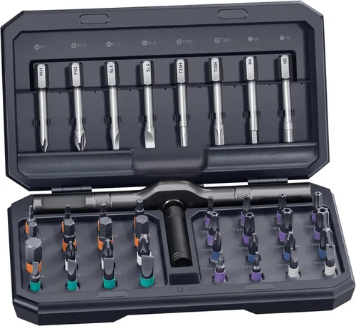Miniatura 12 de Kit de herramientas de destornillador magnético profesional 42 en 1, puntas de precisión multifuncionales para PC, cámara, teléfono inteligente, Rosa