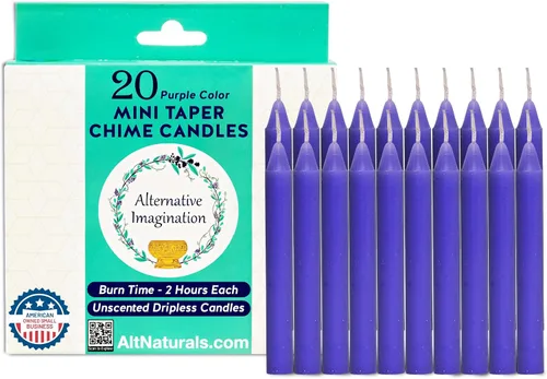 Miniatura 12 de Alternative Imagination Velas de campanillas de colores, paquete de 20 mini velas cónicas sin perfume de 4 pulgadas, velas rituales de larga