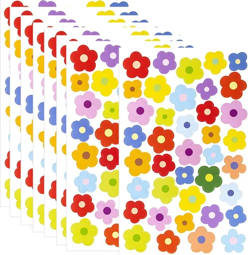 12 hojas de lindas mini calcomanías de flores pequeñas para álbumes de recortes, 468 unidades, calcomanías autoadhesivas coloridas para niños y