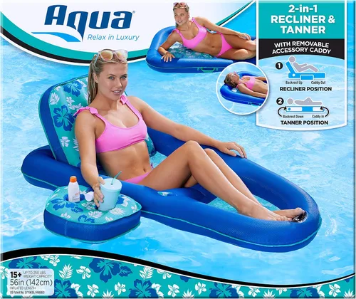 Miniatura 7 de Aqua Campania Ultimate 2-in-1 Pool Float Lounge – Extra Large – Inflatable Pool Floats for Adults with Adjustable Backrest & Cupholder Caddy