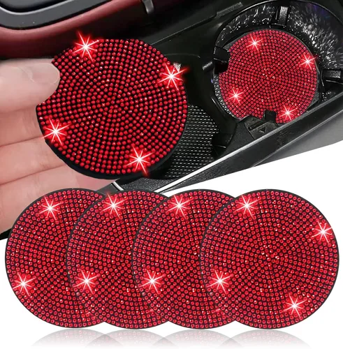 Miniatura 35 de NBTEPEM 2 posavasos de auto con diamantes de imitación, 2.75 pulgadas, antideslizantes, a prueba de golpes, universal, a la moda, para auto