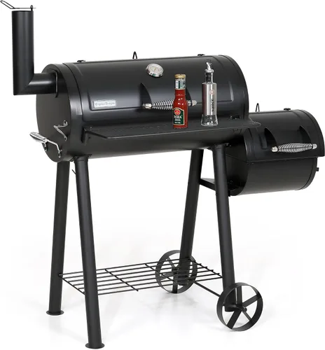 Captiva Designs - Parrilla de carbón con ahumador offset, todo en acero metálico para exteriores, área de cocción de 512 pulgadas cuadradas, la