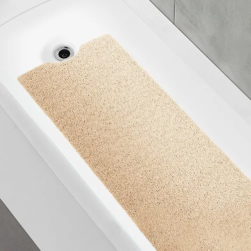 Tapete antideslizante para bañera de PVC suave, tapete para bañera de baño de 16 x 40 pulgadas, color beige