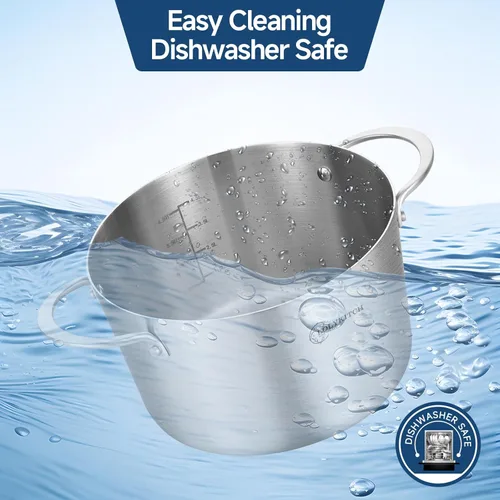 Miniatura 6 de LOLYKITCH Olla de Stock de Acero Inoxidable de Tres Capas de 3 QT con Tapa y Vaporera, Olla de Cocina por Inducción, Utensilios de Cocina al Vapor