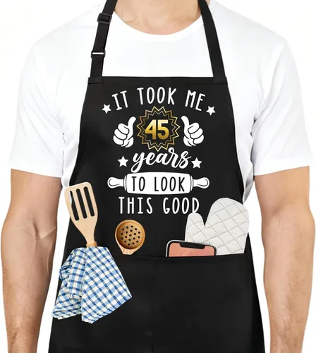 Miniatura 30 de Divertido delantal de cocina para mujeres y hombres, delantal de cocina para hornear con 2 bolsillos, lindo regalo de cumpleaños, Navidad, día