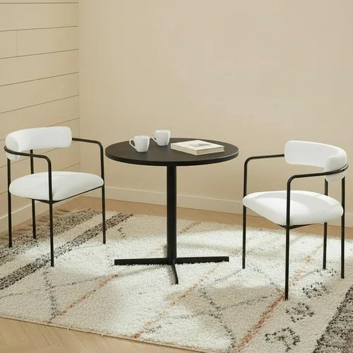 Miniatura 19 de Boucle - Juego de 4 sillas de comedor con brazos, modernas sillas de comedor tapizadas de mediados de siglo para cocina y comedor, respaldo curvo