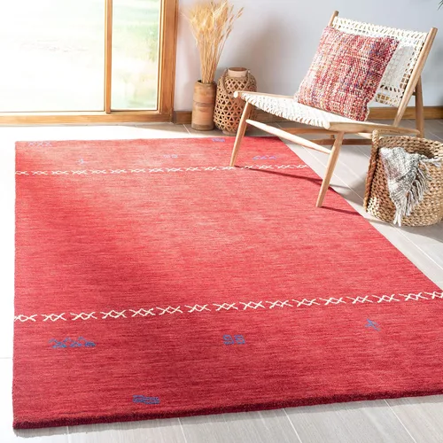 Miniatura 7 de SAFAVIEH Himalaya Collection - Alfombra de pasillo de 2 pies 3 pulgadas x 6 pies, color rojo, hecho a mano, lana tribal bohemia, ideal para zonas
