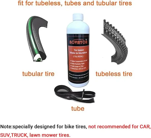 Miniatura 3 de NOVATOR Endurance - Sellador de neumáticos de bicicleta para tubulares, tubulares, tubos, sella más rápido, dura más tiempo, microfibra