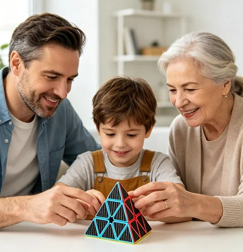 Miniatura 5 de AMAZA Cubo de velocidad de pirámide 3X3 de fibra de carbono Pegatina Puzzle Cubo 3X3X3 Speed Cube Triángulo Cubo Mágico Puzzle Juguete Cubo Mágico
