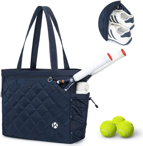 Miniatura 9 de KAVIGOR Bolsa de tenis con compartimento para zapatos - Bolsa extragrande acolchada para pickleball con capacidad para 2-4 raquetas, resistente al