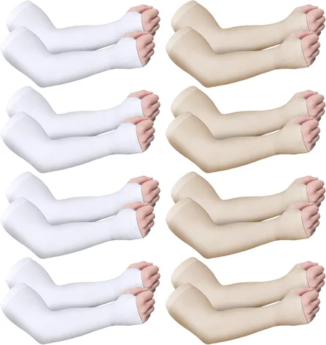 Eurzom 8 pares de fundas protectoras de piel para ancianos, manga fina para el brazo, moretones contra abrasiones, desgarros, exposición al sol,