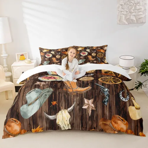 Miniatura 21 de Juego de funda de edredón de pingüinos de dibujos animados para niños, tamaño King, lindo juego de ropa de cama de esquí de animales árticos, Multi