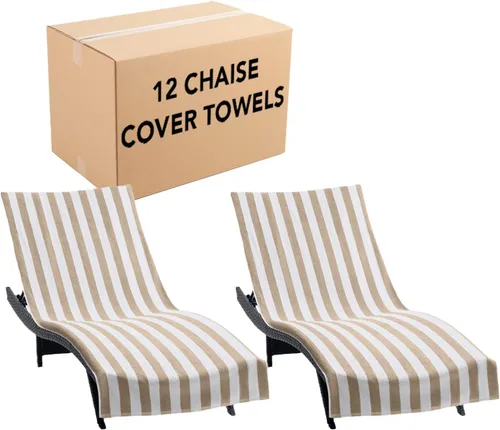 Miniatura 11 de Arkwright California - Funda para tumbona de playa, paquete de 2 - Toalla de algodón suave y a rayas estilo cabana con bolsillo para silla de playa