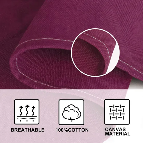 Miniatura 4 de OUNLEN Delantal de Chef para Hombres y Mujeres de Lona con 3 Bolsillos, Delantal Resistente de Trabajo con Espalda Cruzada para Cocinar Rojo arándano