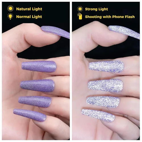 Miniatura 3 de BURANO Esmalte de uñas de gel reflectante, 0.2 fl oz, esmalte de gel reflectante con purpurina de diamante, esmalte de gel de color brillante