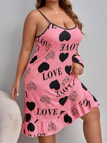 Miniatura 3 de SHENHE Camisón sin mangas con dobladillo con volantes para mujer, talla grande, con máscara de ojos