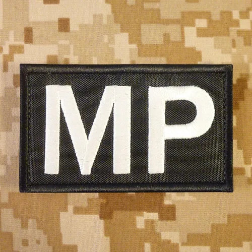 Miniatura 3 de Parche militar de Brassard MP Laser Tactical Morale Army bordado Touch Fastener Patch (negro y blanco)