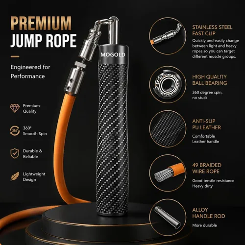 Miniatura 3 de Cuerda de Saltar con Peso para Hombres y Mujeres - Cuerdas de salto pesadas intercambiables de 1/5 lb, 1/4 lb, 1/2 lb - Giro de 360 Grados
