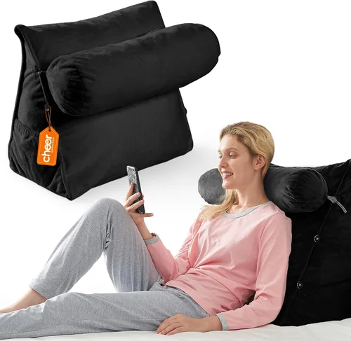 Miniatura 13 de Cheer Collection Almohada de cuña de lectura, almohada de TV con almohada ajustable, soporte de espalda de espuma viscoelástica para sofá y cama