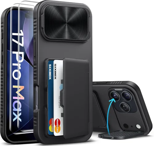 Miniatura 37 de Funda para iPhone 16e tipo cartera, soporte integrado, tarjetero y cubierta para lente de cámara, protección de cuerpo completo, resistente, Negro