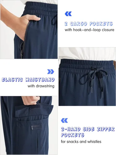 Miniatura 3 de Libin Pantalones deportivos tipo cargo para niños y jóvenes, de secado rápido, para senderismo, activos, ligeros, cónicos, para deportes al aire