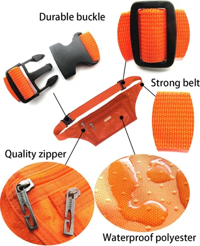 Miniatura 75 de Bolsa de cintura ultrafino con ranuras c/visualización para tarjeta de crédito, para deportes, aire libre, correr, caminar, viajes.
