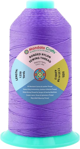 Miniatura 389 de Mandala Crafts - Hilo de nailon para coser cuero, tapicería, mezclilla y para trenzar el pelo; resistente, 1500 yardas, tamaño 69 T70 Marrón