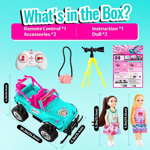 Miniatura 7 de ULOVEME Autos RC - Auto a control remoto con muñeca de 5.5 pulgadas para niñas, 2.4GHz Je ep RC Cars - Autos de juguete de control simple para niños