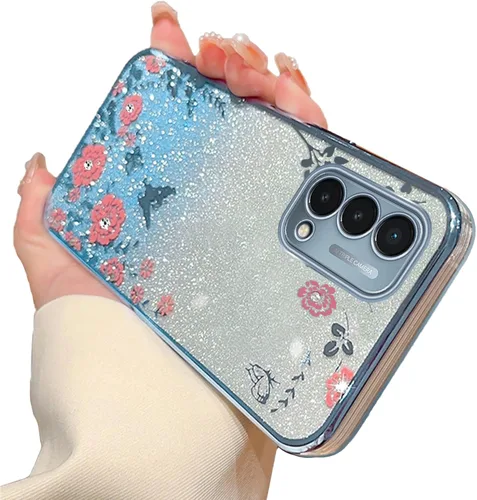 Miniatura 23 de Funda para Note 10, Galaxy Note 10 para mujer, cambio gradual con purpurina, cristal suave, TPU elegante, mariposa, floral, corazón, transparente