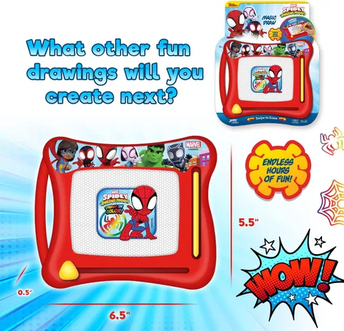Miniatura 4 de JA-RU Marvel Spiderman - Tabla magnética mágica de dibujo (1 juguete) Tableta de dibujo, boceto y garabatos para niños, niños y niñas. Juego