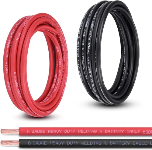 Miniatura 43 de Cable de Batería Calibre 2/0, 10 Pies Rojo + 10 Pies Negro 2/0 AWG Cable de Alambre de Soldadura de Cobre Puro, para Automotriz, Batería, Solar